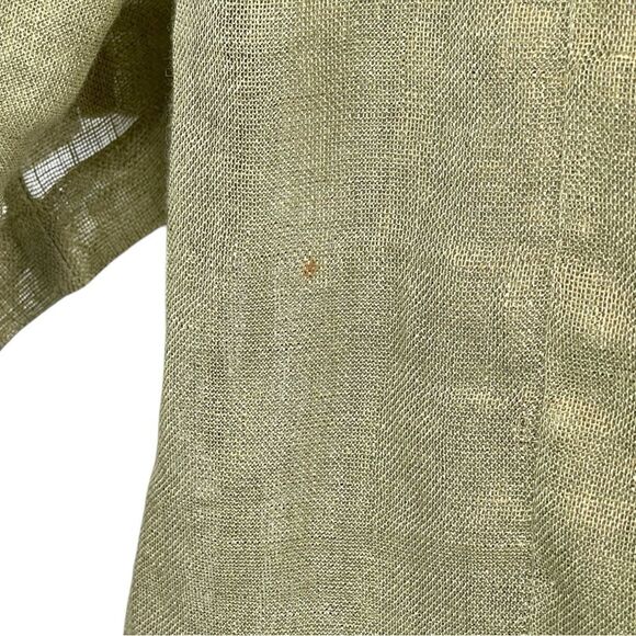 Connie Roberson women’s XS linen green gold Sheer button down tunic Shirt - Picture 7 of 7